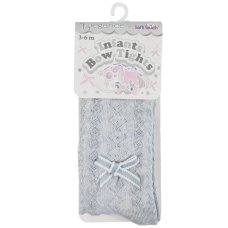 T132-DE: Denim Melange Tights w/Bow (NB-12 Months)